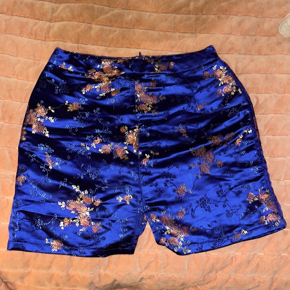 royal blue silk skirt